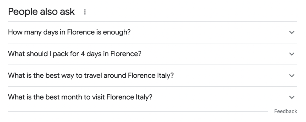 People also search for: Example of the "People also ask" section on Google
