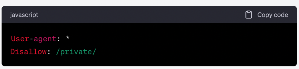 Example of code to block search engines crawlers from accessing your website